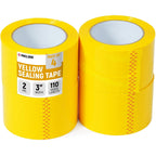 3" x 110 Yards Yellow Packing Tape, 4 Rolls - 2.0 Mil Carton Sealing Tape