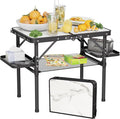 Small Camping Table Foldable 2ft, Folding Picnic Table with Side Racks & Net, Folding Camp Table Portable Beach