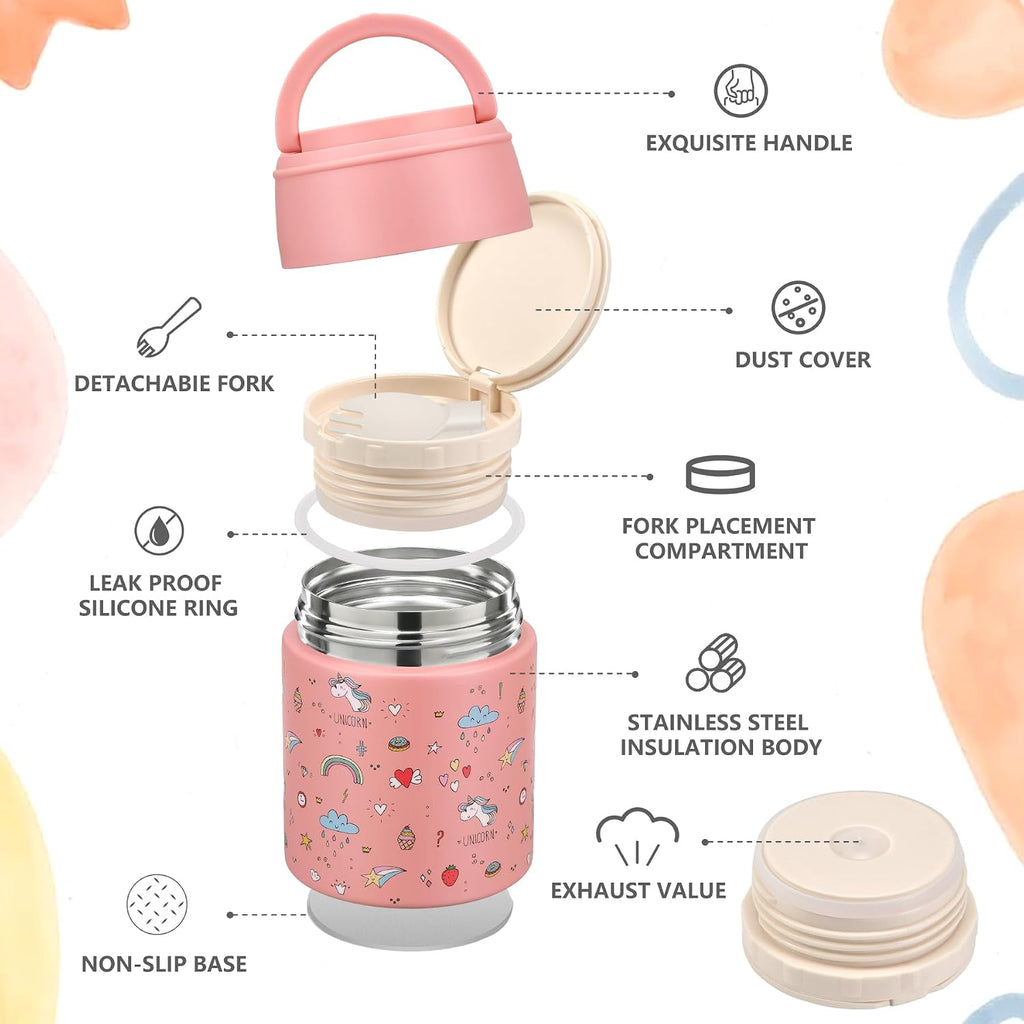 10oz Soup Thermo for Hot Food Kids Insulated Food Jar Container with Spoon Width Mouth Stainless Steel Leak Proof