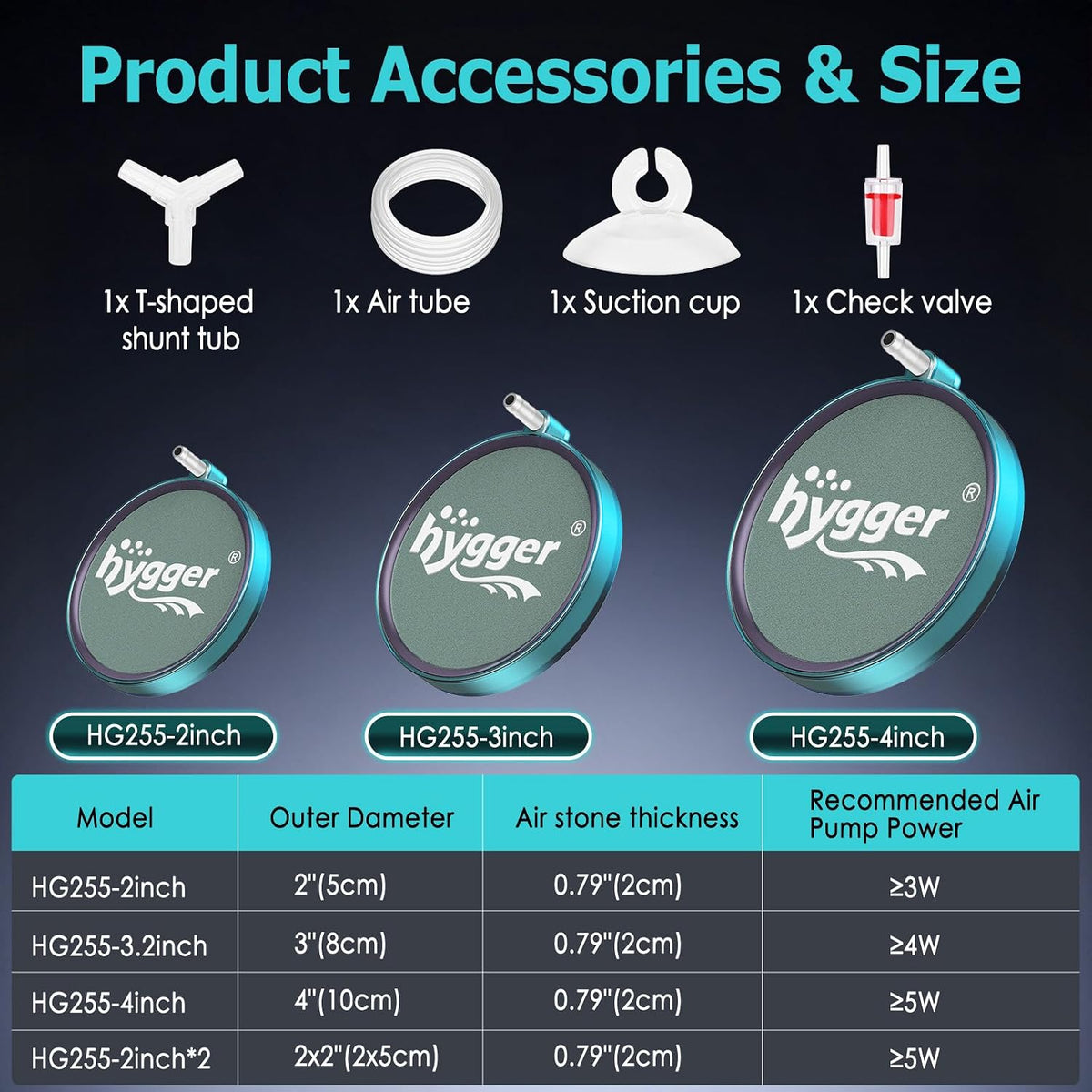 Aquarium Air Stone 2 Inch, Fish Tank Bubbler Stone, Air Bubble Aerator Oxygen Diffuser, Air Pump Accessories for