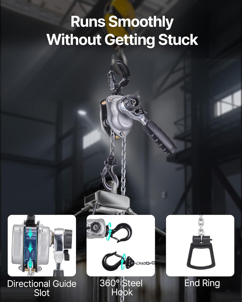 Manual Lever Chain Hoist, 1/4T 550LBS Capacity Heavy Duty Come Along, 10FT Lift G80 Alloy Steel Chain with Dual Pawl