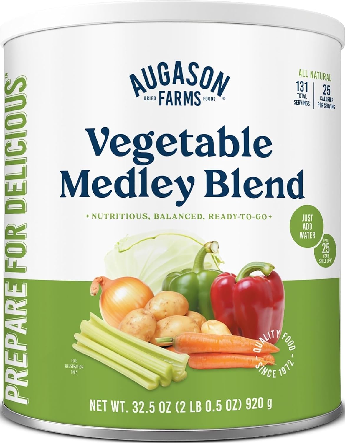 Vegetable Medley Blend Can | 131 Servings, Dehydrated Mixed Veggies, Gluten Free Emergency Food Supply with Long