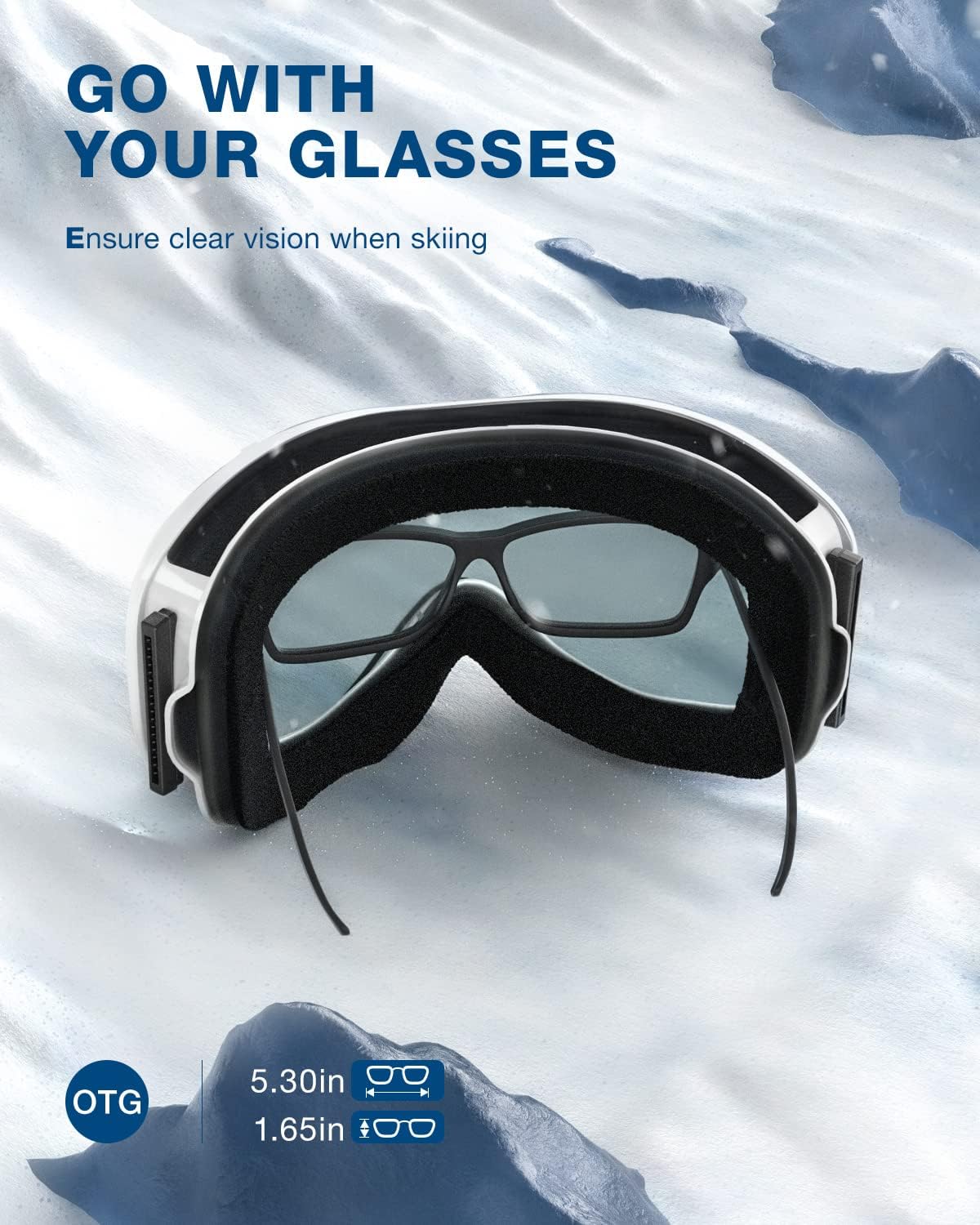 Lagopus B1 Ski Goggles OTG Anti fog Snow Goggles UV Protection Snowboard Goggles for Men Women Adult Youth