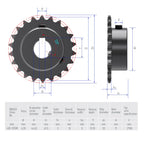 FOCMKEAS 22 Tooth Roller Chain Sprocket, 25 Chain, 17mm Bore, Kw