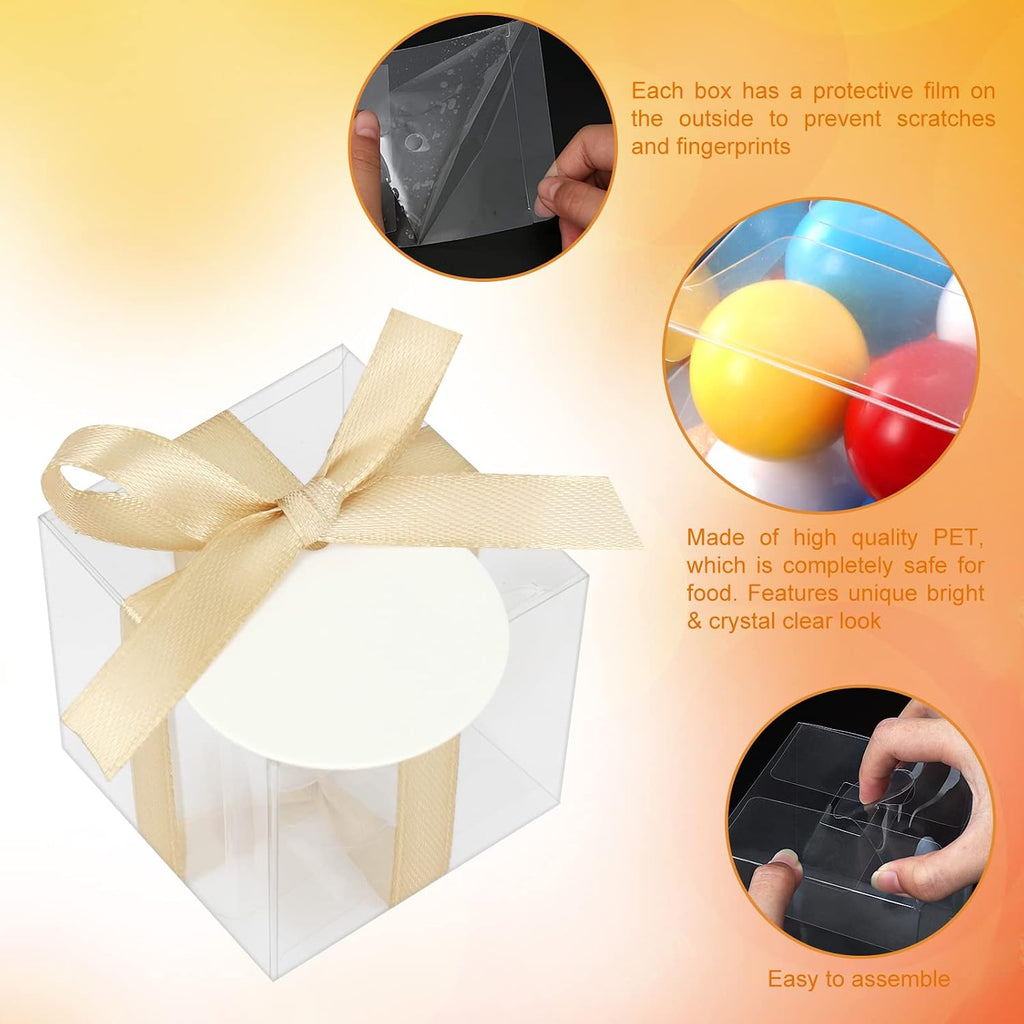 60 Pcs Clear Boxes for Favors, 3x3x3 Inches Clear Gift Boxes