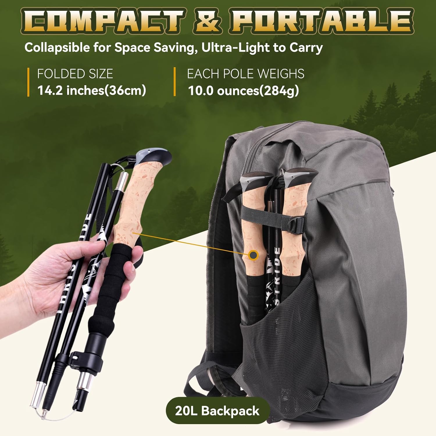 Trekking Poles Aviation Grade Aluminum Alloy-Strong Lightweight Collapsible Walking Sticks for Hiking Poles for