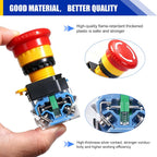 TWTADE 5Pcs 22mm Emergency Stop Push Button Switch with Transparent Protective Cover, 1NO 1NC 10A 440V E-Stop Button Switch for Industrial Control, Machine Tools and Equipment