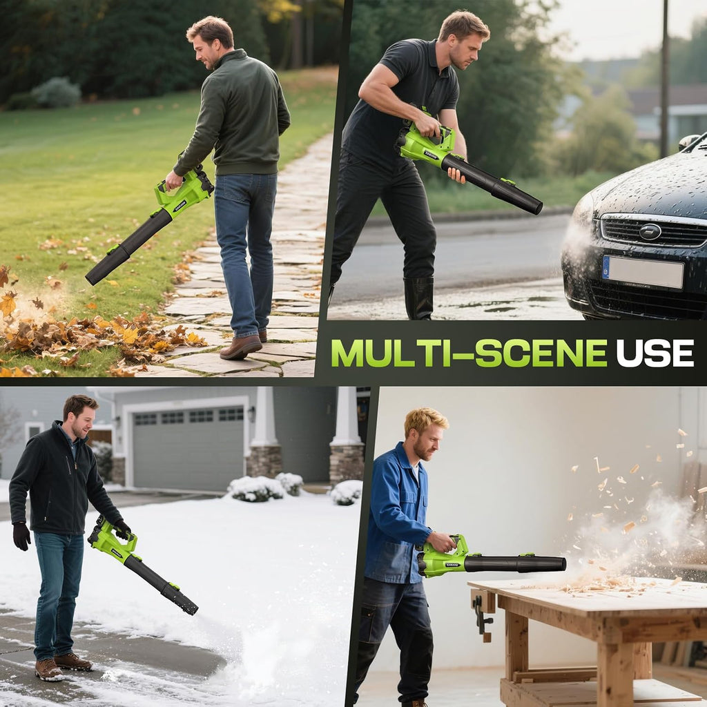 Leaf Blower Cordless 650CFM 288MPH Electric Leaf Blower with 2 x 4.0Ah Battery Operated, 6 Speed Mode, 20V Powered