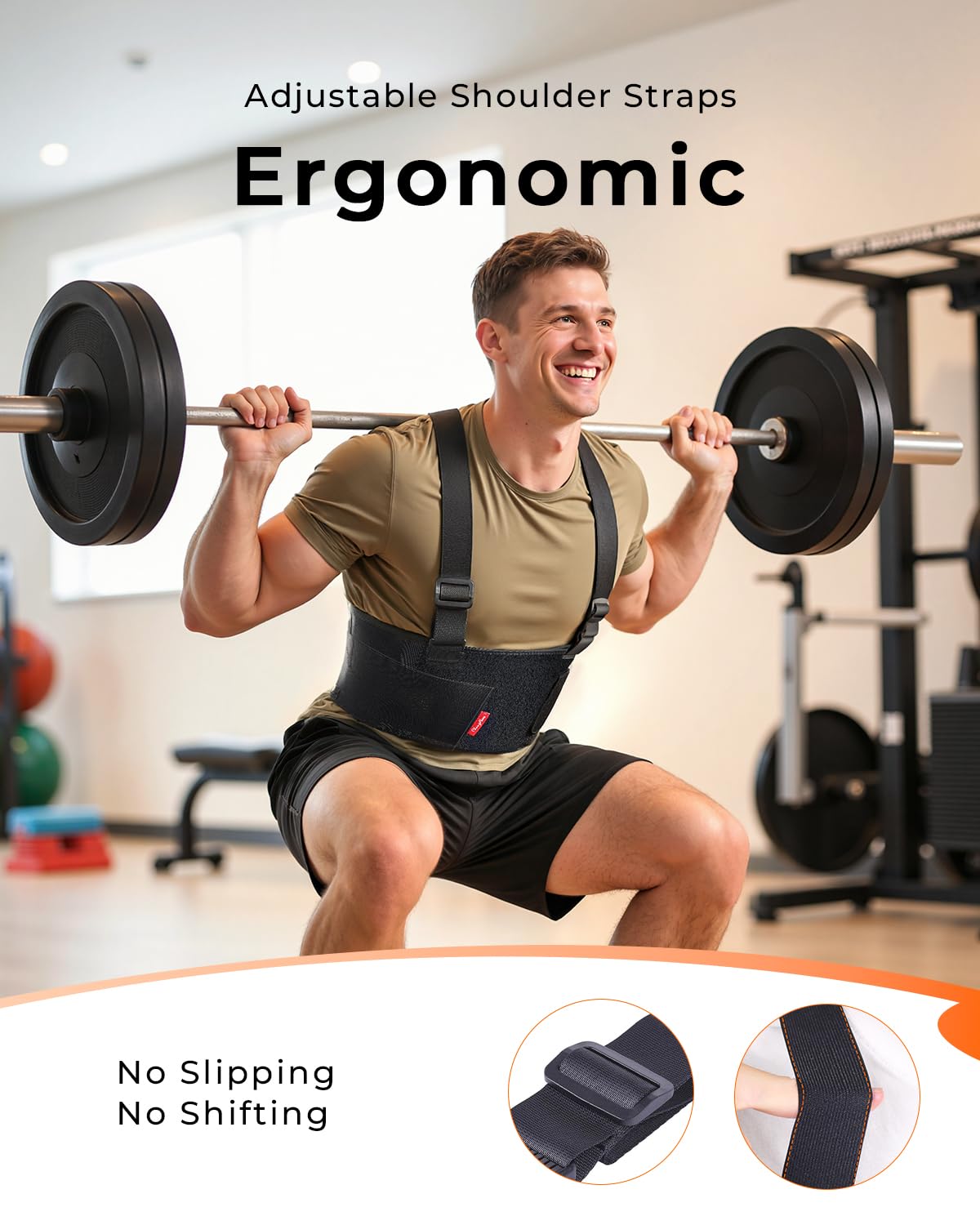 Medical-Grade Work Back Brace with Adjustable Shoulder Straps [Stronger Support & Breathable Mesh] Lower Back Support