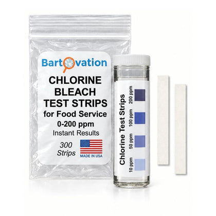 Chlorine Sanitizer Paper Test Strips, 10-200 ppm, 300-Pack