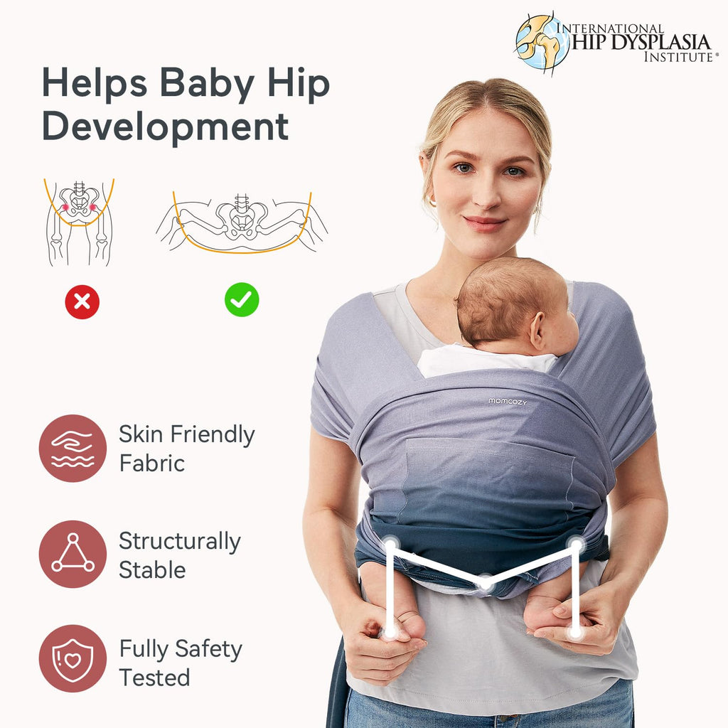 Baby Wrap Carrier, Easy-On 2-Piece Design, Newborn to 33 lb | Easy On Like a T-Shirt, XXS-XXL Adjustable Fit, IHDI