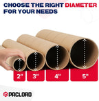 2" x 6" Heavy Duty Made in USA Kraft Paper Mailing Tube, 8 Tubes, 16 Caps