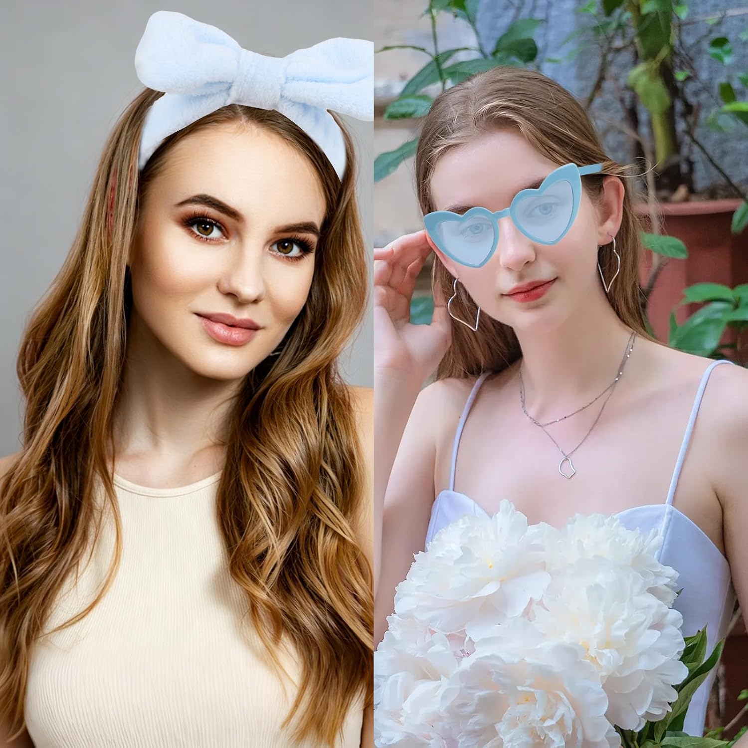 4PCS Bridesmaid Proposal Gift Set Heart Sunglasses Pearl Hair Claw Clip Satin Hair Scrunchies Bridesmaid Spa Headband