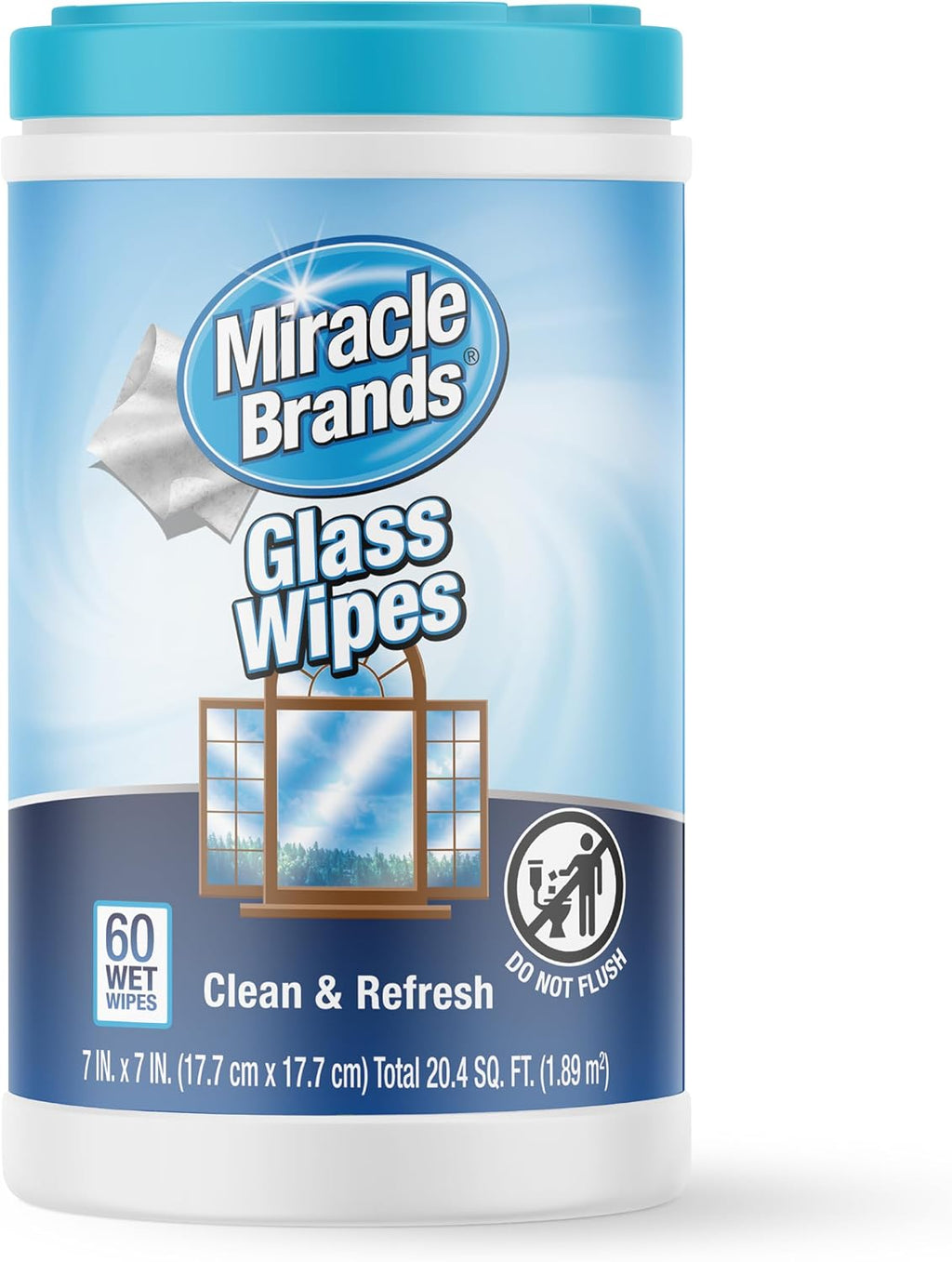 for Glass, Disposable and Streak Free Cleaning Wipes for Mirrors, Windows, Kitchen, Home, and Auto- (60 Count (Pack