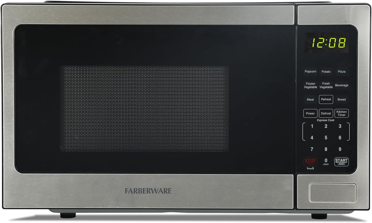 0.9 Cu. Ft. Countertop Microwave Oven – 900 Watts Power, Auto Cook Settings, Defrost, Easy Clean and Child Safety