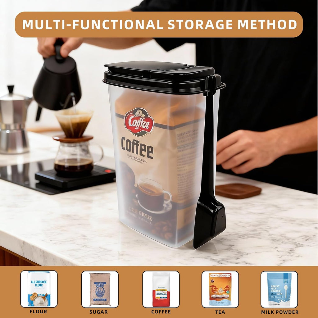 3-Pack Coffee Storage Containers with Scoop – Fit 12 oz Bags, Bag-in Design for Whole Beans & Ground Coffee –