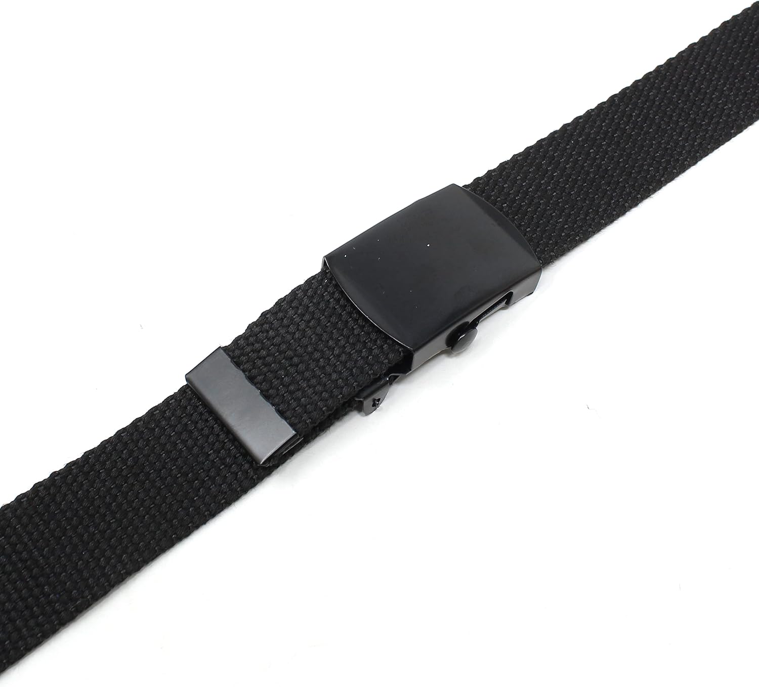 Kids Canvas Web Belt Flat Black Buckle/Tip Solid Color 44" Long 1" Wide - Cut Excess Length For Perfect Fit
