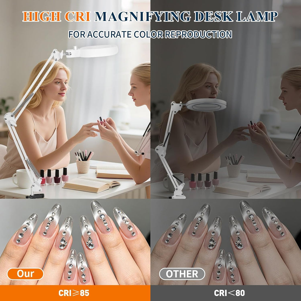 2200 Lumens 12X Esthetician Magnifying Floor Lamp, 3-Axis Magnifier | Dual-Knob, Square Glass, Stepless Dimmable, 4