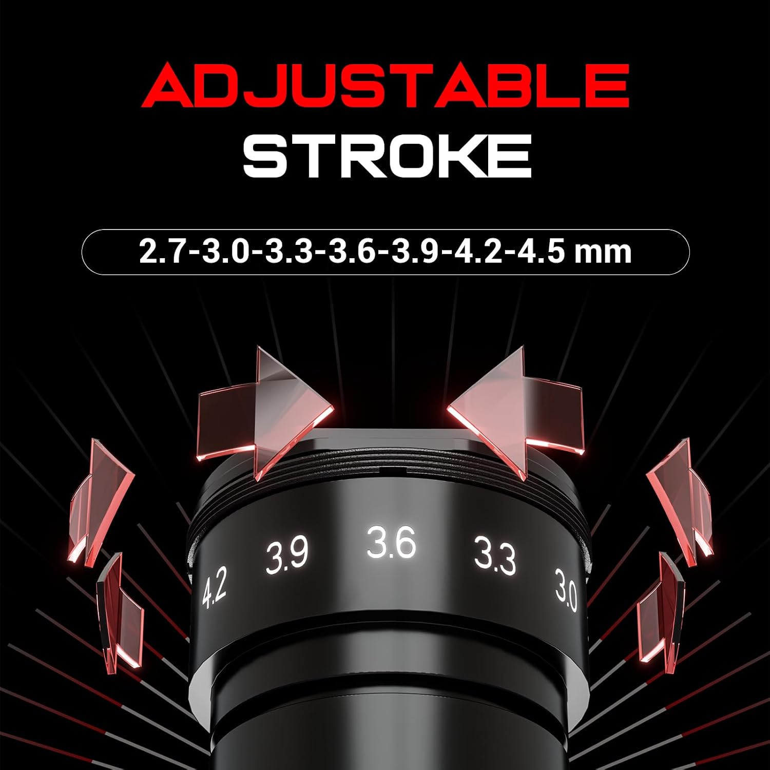 Wireless Tattoo Machine with 7 Adjustable Strokes(2.7-4.5mm),3800mAh Dual Batteries,Rotary Tattoo Pen Coreless Motor