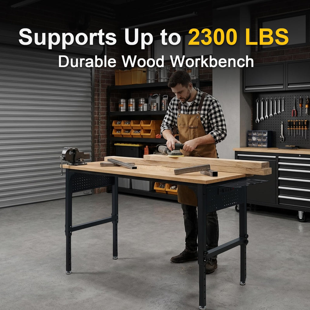 60" Heavy Duty Adjustable Workbench, 2300 LBS Load Capacity