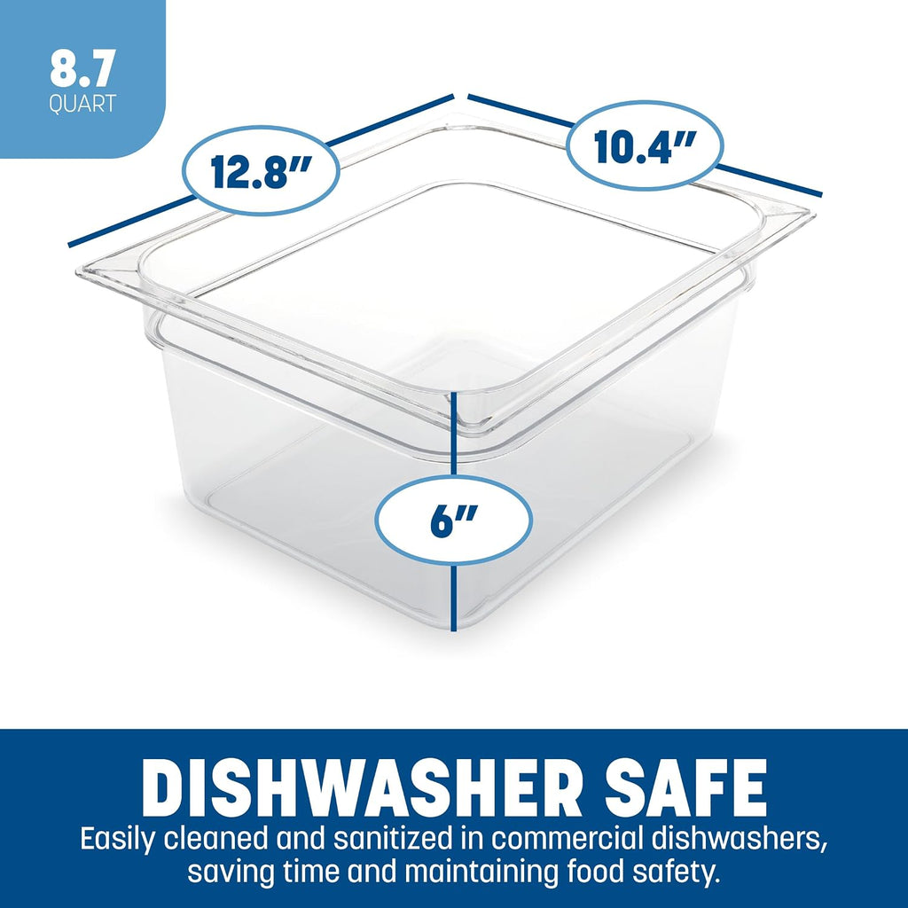 Storplus 1/2-Size Food Pan for Catering, Buffets, and Restaurants, Polycarbonate 6 Inches Deep, Clear