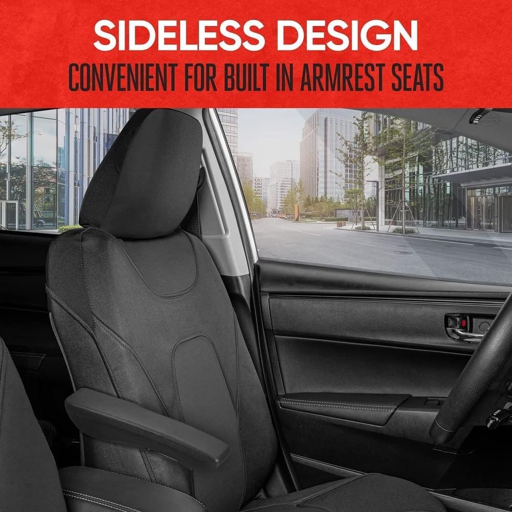 AquaShield Waterproof Front Seat Covers, Black Seat Covers for Cars – Neoprene Front Car Seats Cover, SUV Seat Covers
