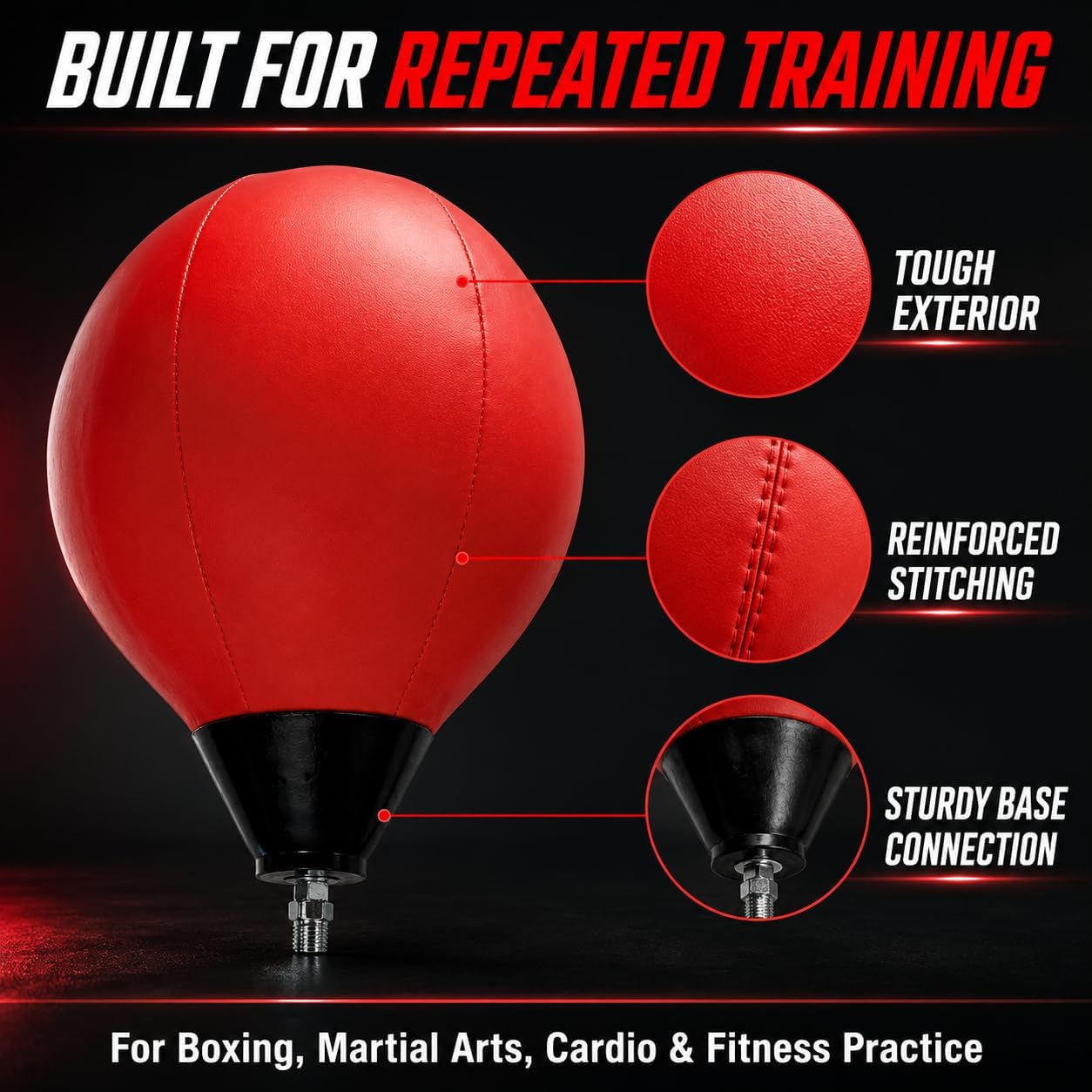 Heavy-Duty Punching Bag Replacement – Desktop, Pedestal & Floor, No Stand | Updated with Universal Adapter for