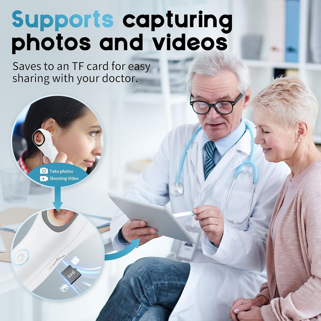 Otoscope Ear Camera with 1.21” Screen, 1080P Ear Scope with 4 LED Lights, Otoscope Camera for Adults, Support Photo &