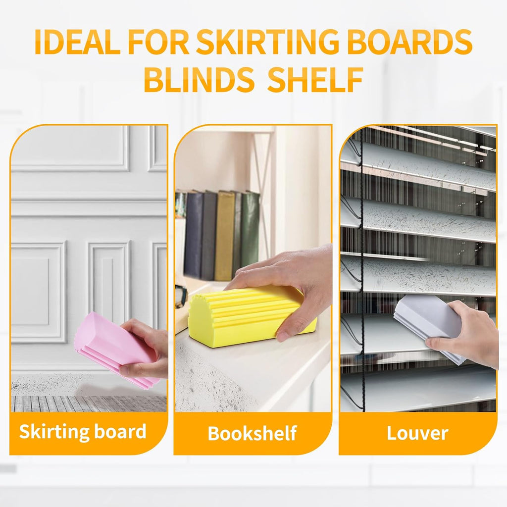 Damp Clean Duster Sponge,4pack Magic Sponge Eraser,Reusable Damp Dusting Sponge Household Cleaning for Blinds, Glass