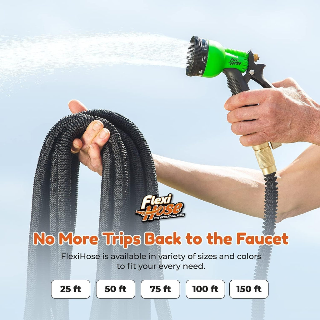 Plus Expandable Garden Hose with 8 Function Nozzle, 100FT - Lightweight Retractable Garden Hose, Water Hose - No-Kink