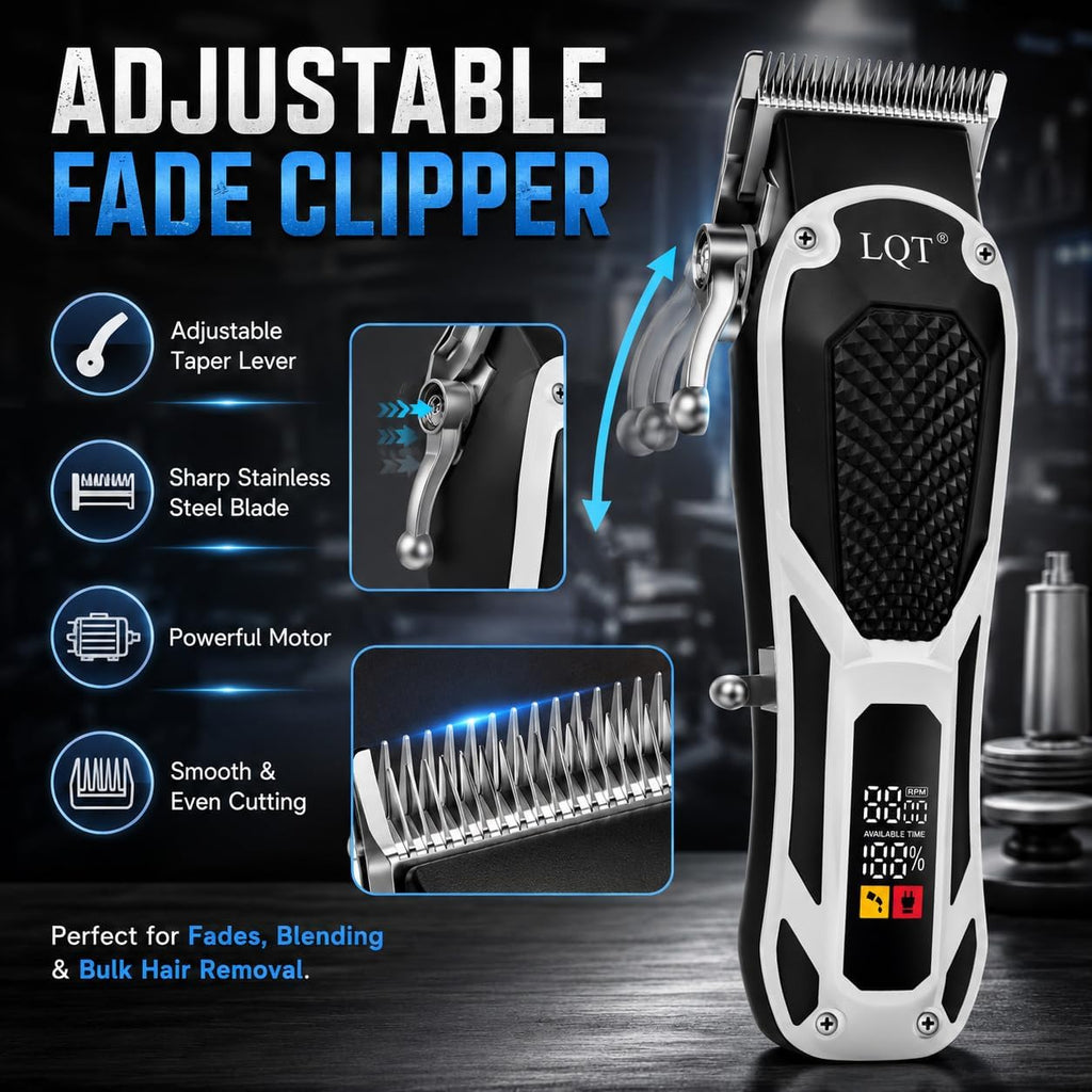 5-in-1 Hair Clippers for Men & Body Groomers White LED Display Cordless Clippers Set Beard Trimmer for Men Foil