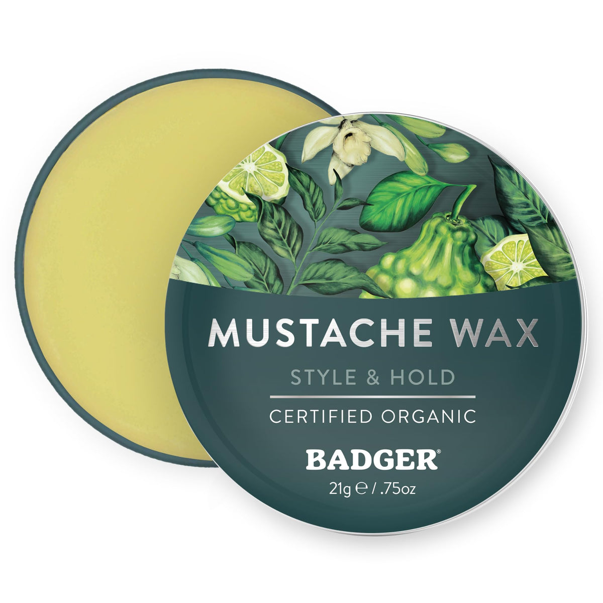 Organic Mustache & Beard Wax, Medium Hold, .75 oz Tin