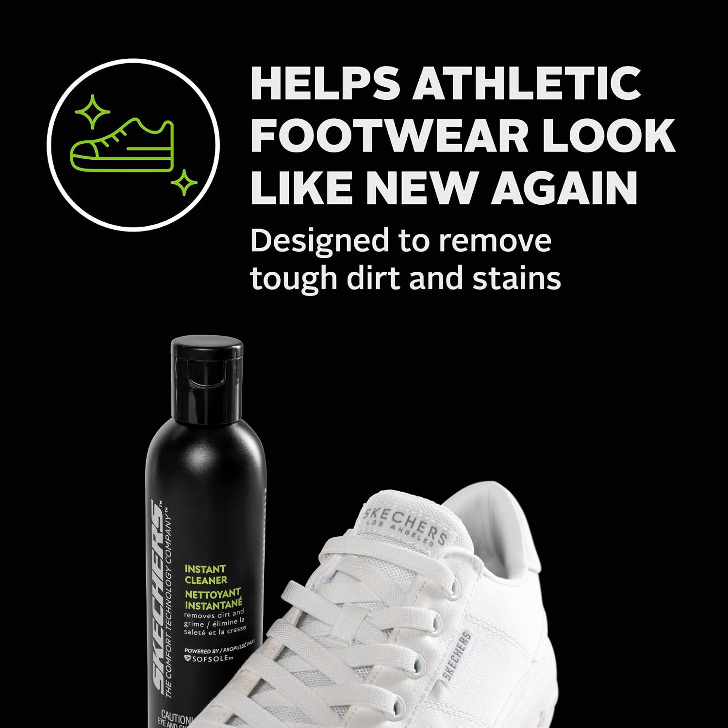 x Skechers Instant Shoe Cleaner 8oz – Quick-Acting Sneaker Cleaner for Athletic Footwear – Concentrated Formula with