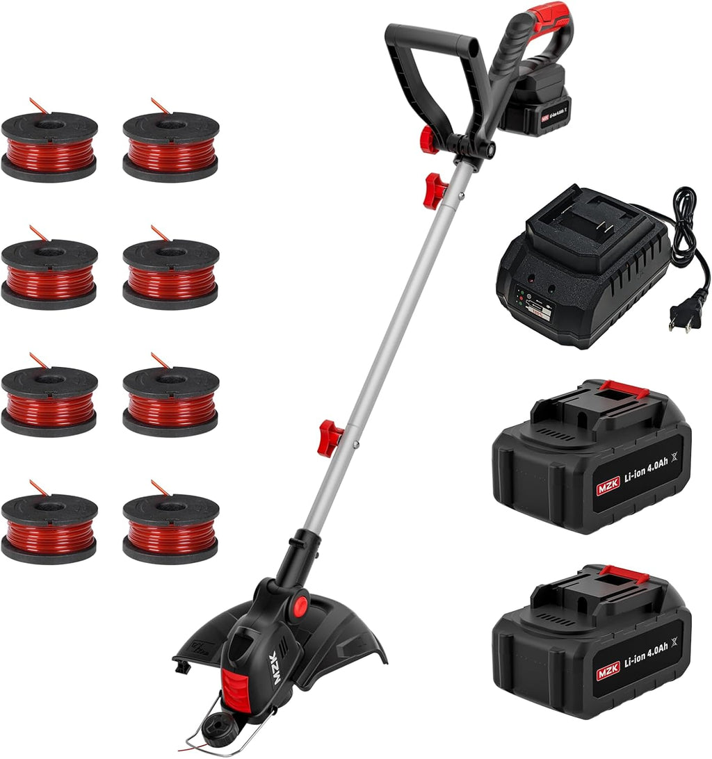 20V 12-Inch Cordless Weed Wacker, 8000 RPM, 4.0Ah Battery | Auto line feed trimmer with 8 spools for edging, grass