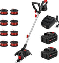 20V 12-Inch Cordless Weed Wacker, 8000 RPM, 4.0Ah Battery | Auto line feed trimmer with 8 spools for edging, grass