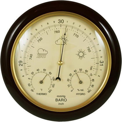 WS-YG302A WS-YG302-Y Traditional Barometer | With Temperature and Humidity, Cherry Finish, Beige Dial