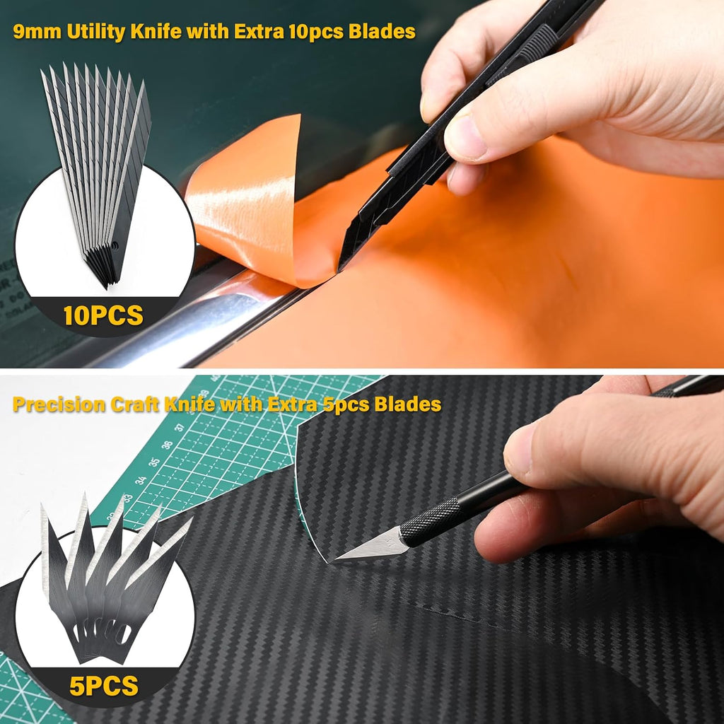 Vinyl Wrap Tool Kit for Car Window Tint Installation with Magnet Holder, Rubber & Vinyl Squeegees, Shank Gasket, Mini
