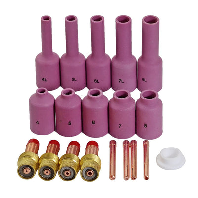TIG Gas Lens Collet Body 45V 10N Ceramic Cup 54N Series kit 19pcs