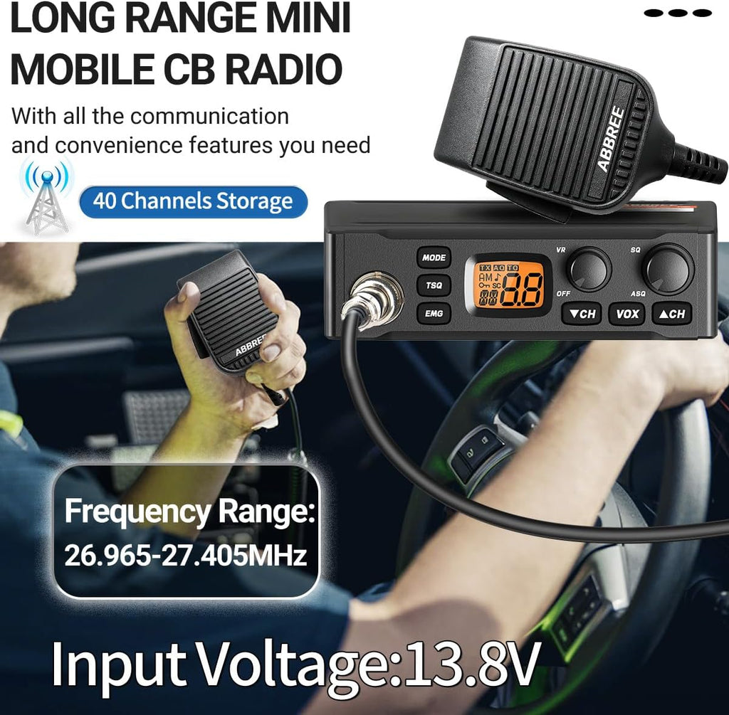 CB Radio with Magnetic Mount Antenna for Truckers Long Range AM FM Professional CB Radios,Compact Design,Instant