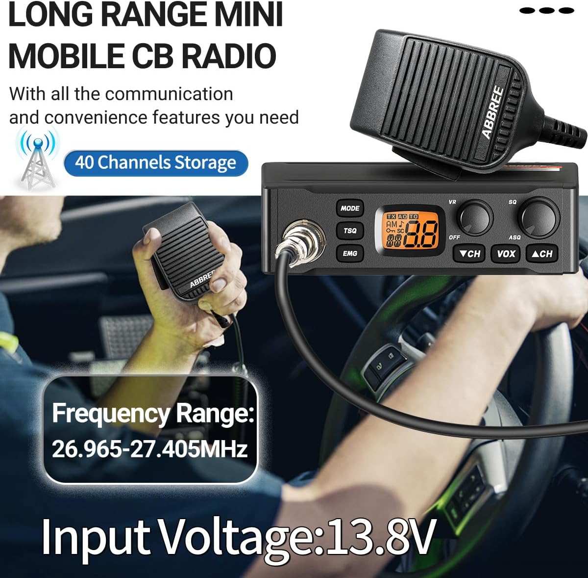 CB Radio for Truckers Long Range AM FM Professional CB Radios,Compact Design,Instant Emergency Channel 9/19,Full 40
