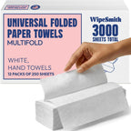Multifold Paper Towels Bulk - 12 Pack Case, 250 Sheets/Pack (3,000 Total), Highly Absorbent Recycled Disposable Hand