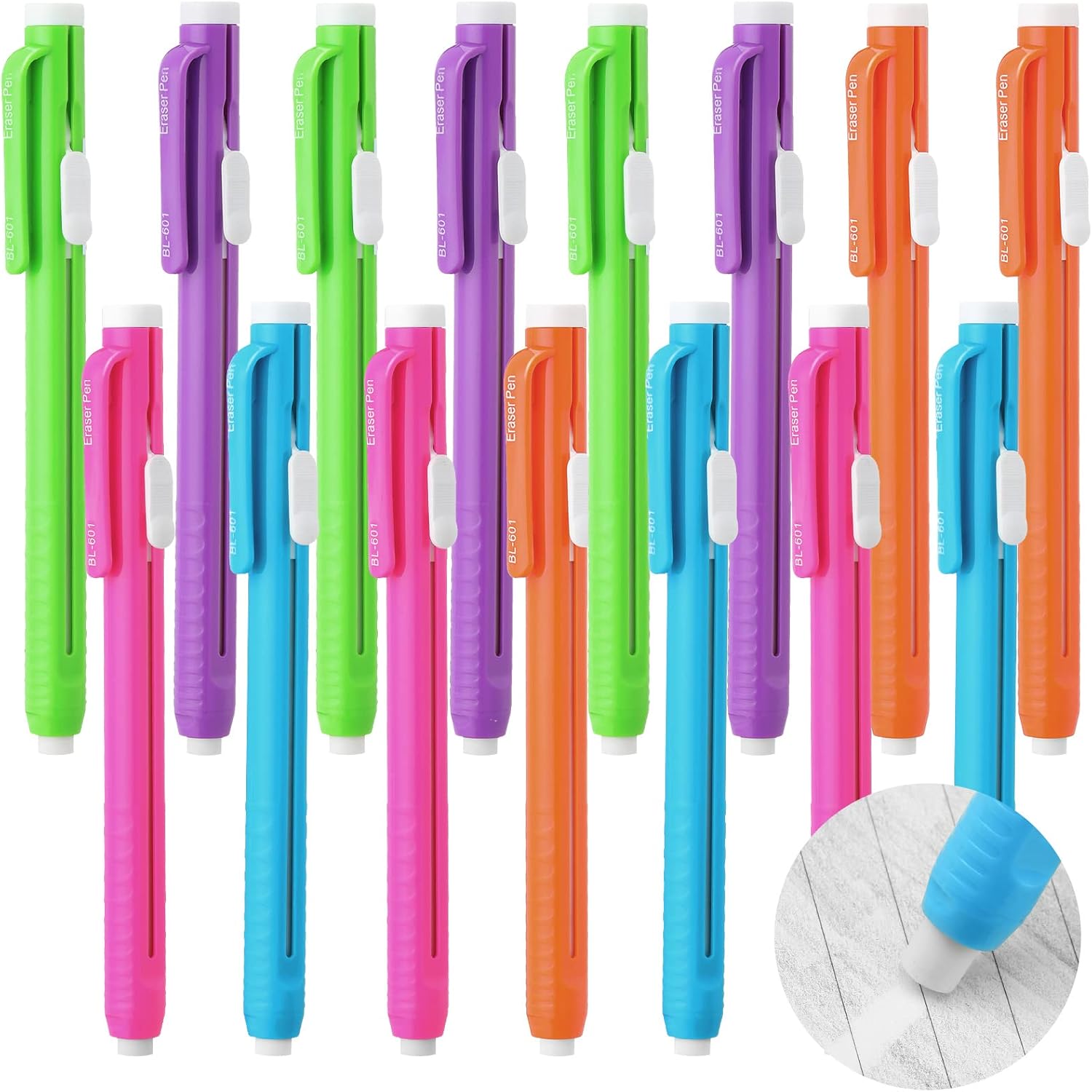 30 Pcs Retractable Mechanical Eraser Pen, School Pen-Style Erasers Pencil Click Bulk for School Office Painting