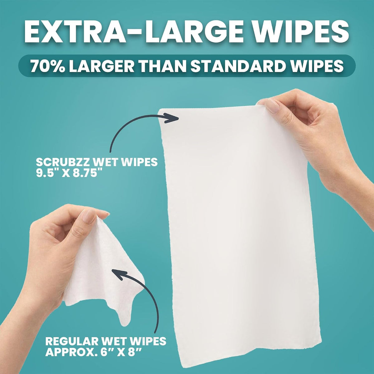 Extra Large Body Wipes for Adults Bathing No Rinse - 80 Ultra Thick Disposable Shower Wipes for Men, Women & Elderly