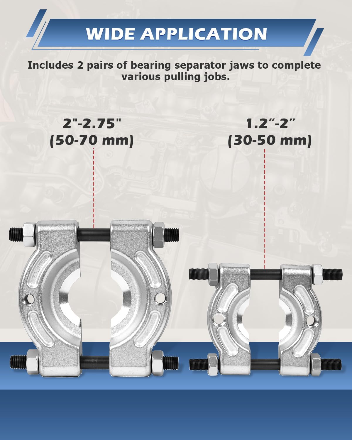 12pcs Bearing Separator Puller Set, Heavy Duty 5 Ton Capacity 2" and 3" Bearings Splitters Puller Kit