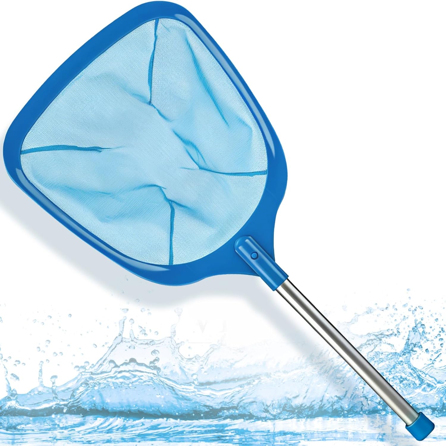 Hot Tub Pool Skimmer Spa Net with 12'' Aluminum Pole 11" x25" Blue Mesh, 6-Inch Deep for Small Above Ground Pools