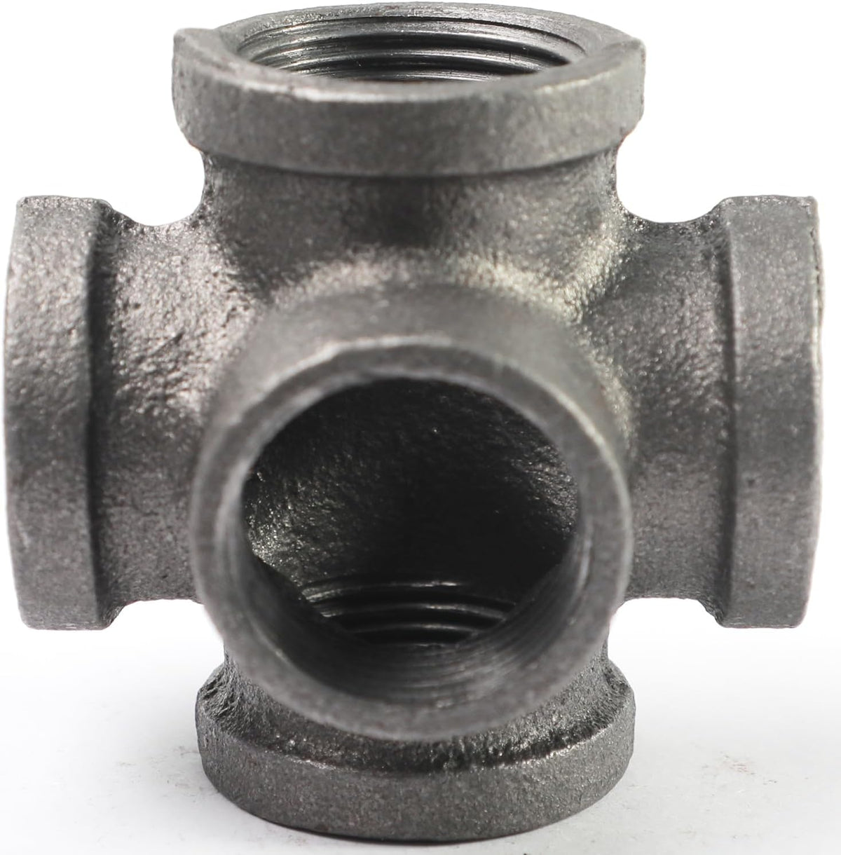Black 5-way Side Exit Cross,Cast Iron Pipe Fitting Cast Iron Angle Pipe Fitting for Vintage Style DIY Projects/Furniture/Shelves (Pack of 1) (1/2 INCH)