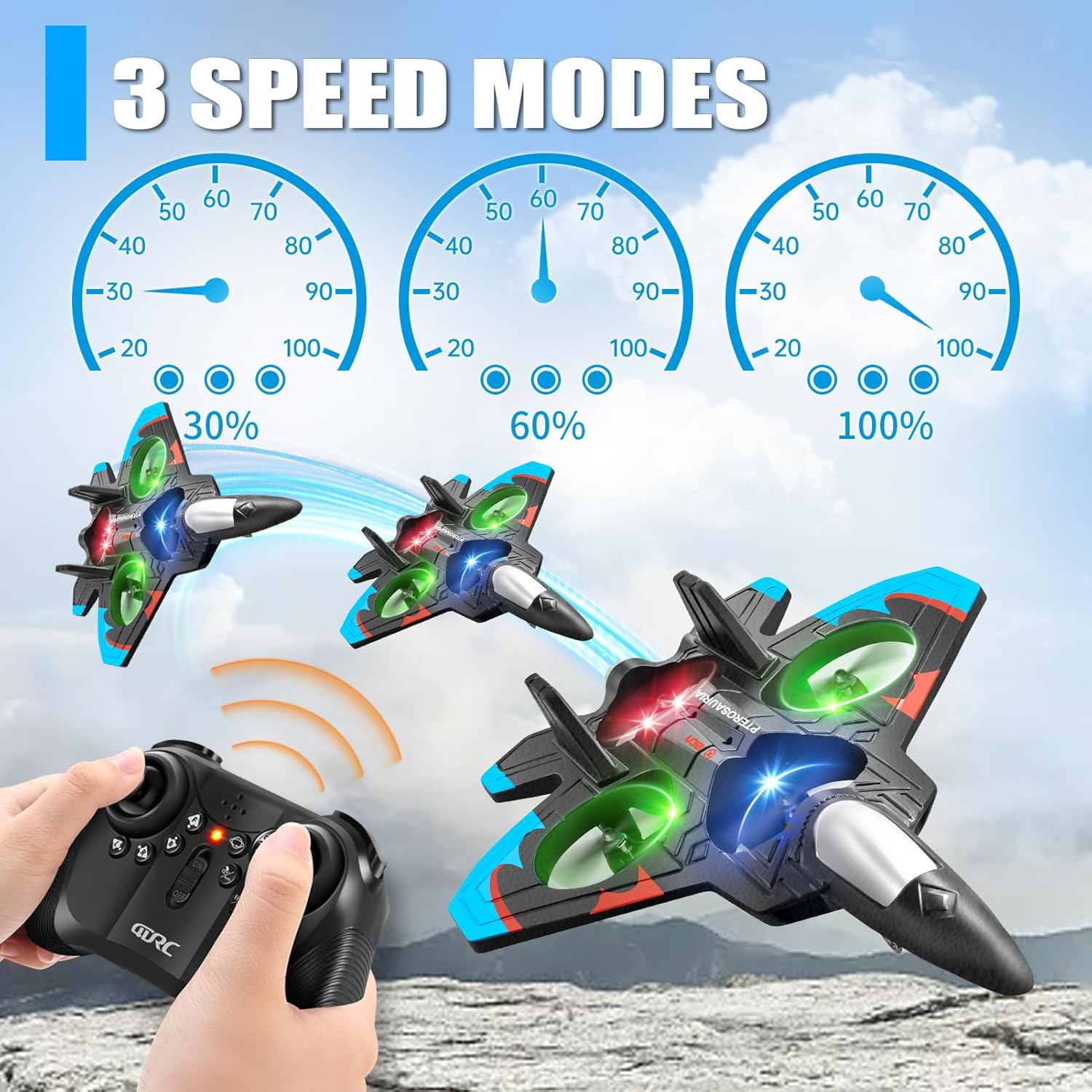 V32 Foam Remote Control Airplanes RC Planes for Kids Adults, RC Airplane Fighter Jet with Light, 360° Flip Fighter