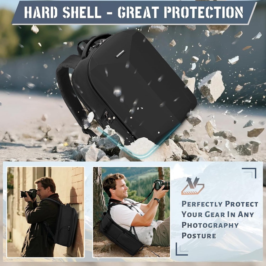 Camera Backpack Hard Shell for DSLR/SLR Waterproof Camera Bag with Laptop Compartment 15.6 Inch Professional Camera