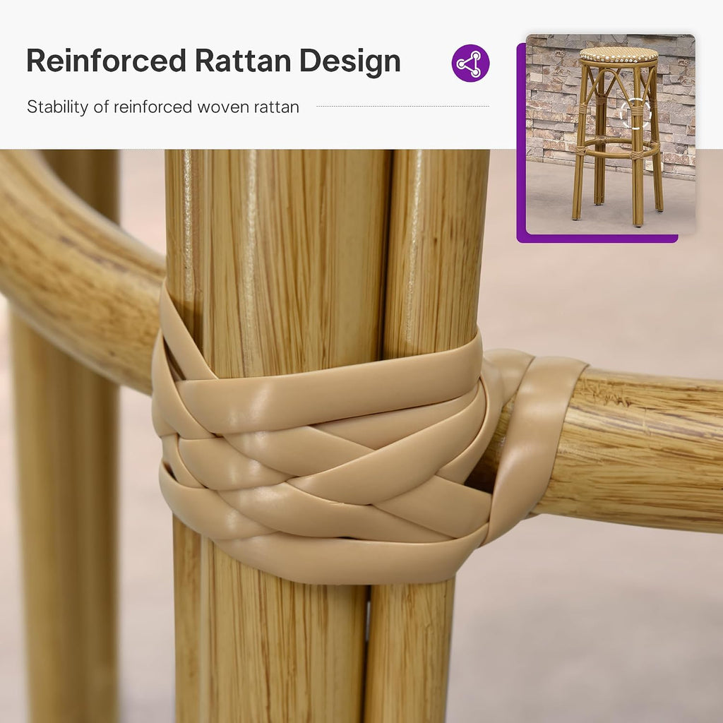 Outdoor Bar Stool Rattan Bamboo Finish Indoor Bar Stools