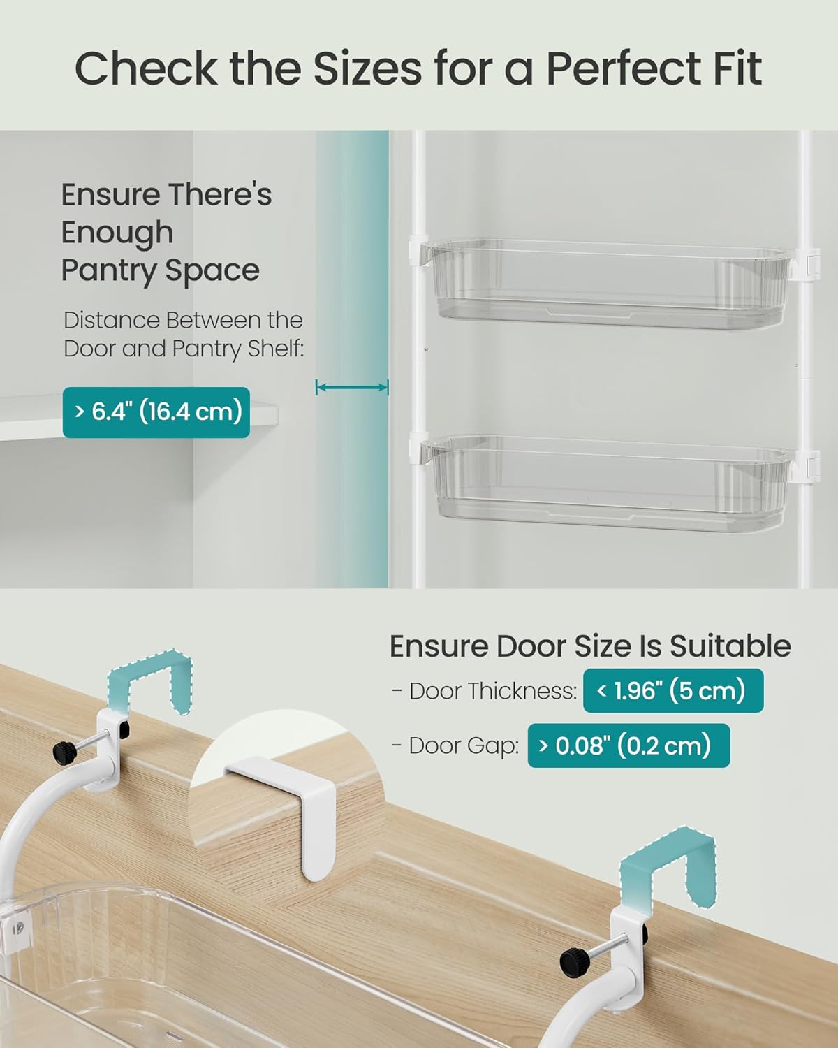 SONGMICS Over the Door Pantry Organizer, 6-Tier Kitchen Pantry Door Organizer with Adjustable Tall Baskets, Hanging
